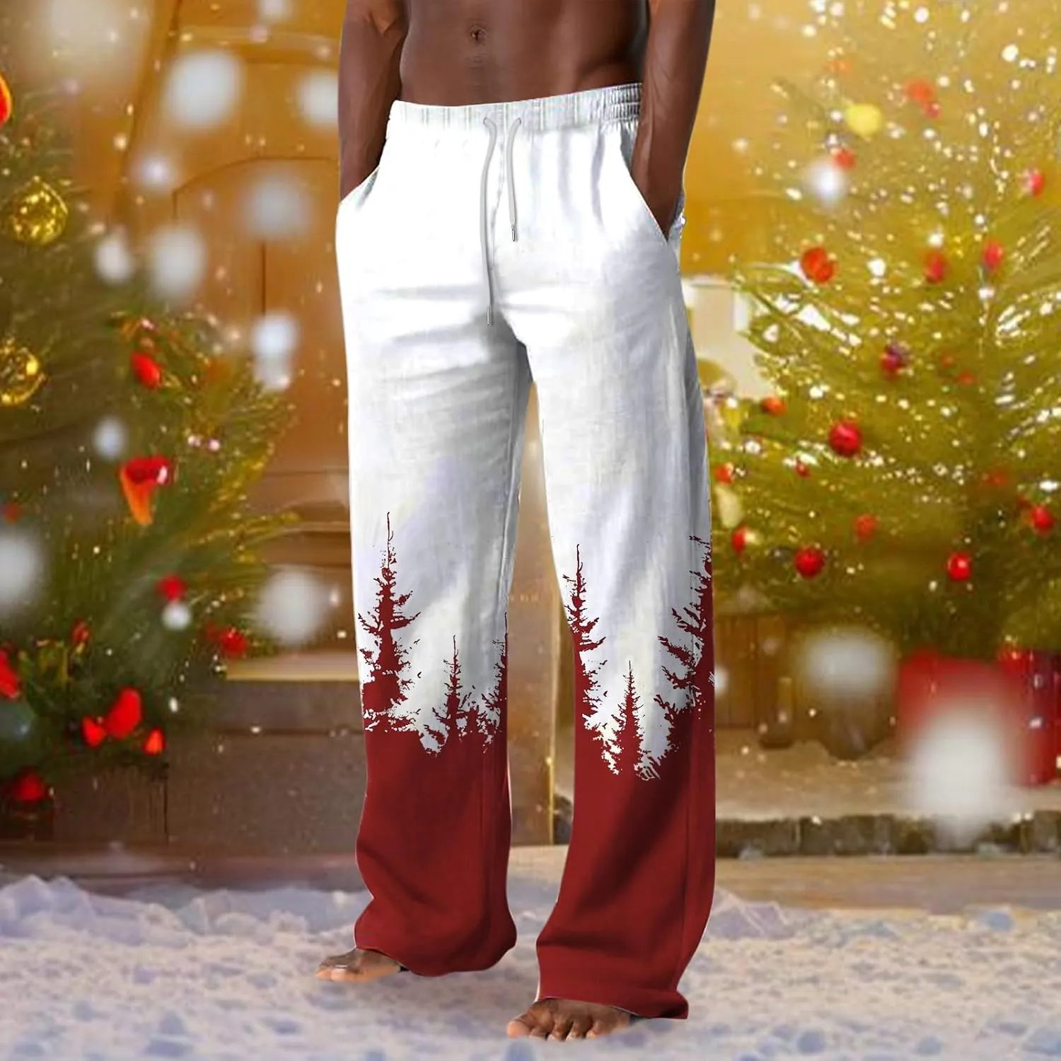 Men's Fashion Stretch Dress Pants Loose Fit Ugly Christmas Pants Comfortable Workout Sports Pants Casual Golf Pants
