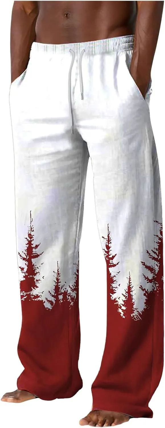 Men's Fashion Stretch Dress Pants Loose Fit Ugly Christmas Pants Comfortable Workout Sports Pants Casual Golf Pants