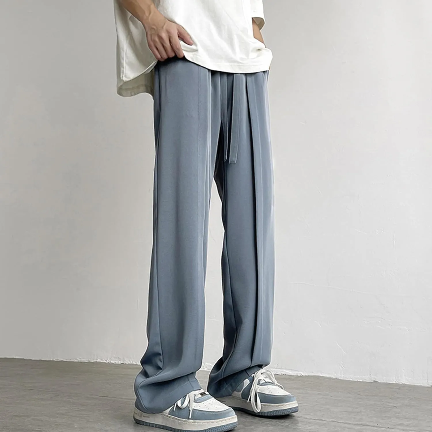 Mens Fast Dry Stretch Pants Ice Silk Joggers Cargo Pants Fashion Casual Sweatpants Work Pants Drawstring Trousers