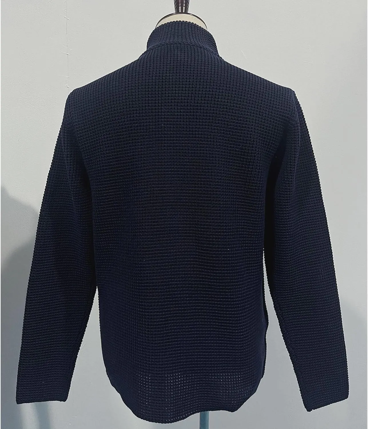 Men's Knitted Jacket Casual Button Up Slim Fit Cardigan Warm Cable Sweater Blazer with Pockets