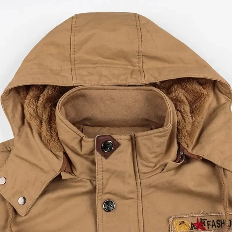 Men's Winter Fleece Jacket with Detachable Hood & Broadcloth Fabric - Warm Parka for Men
