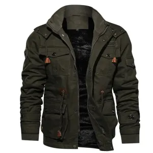 Men's Winter Fleece Jacket with Detachable Hood & Broadcloth Fabric - Warm Parka for Men