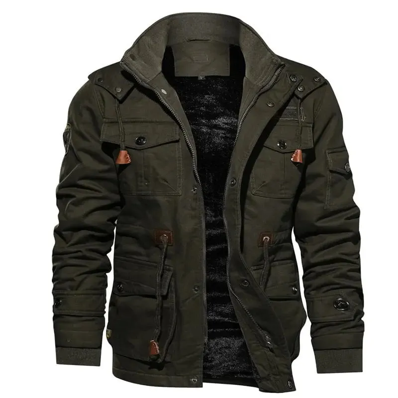 Men's Winter Fleece Jacket with Detachable Hood & Broadcloth Fabric - Warm Parka for Men