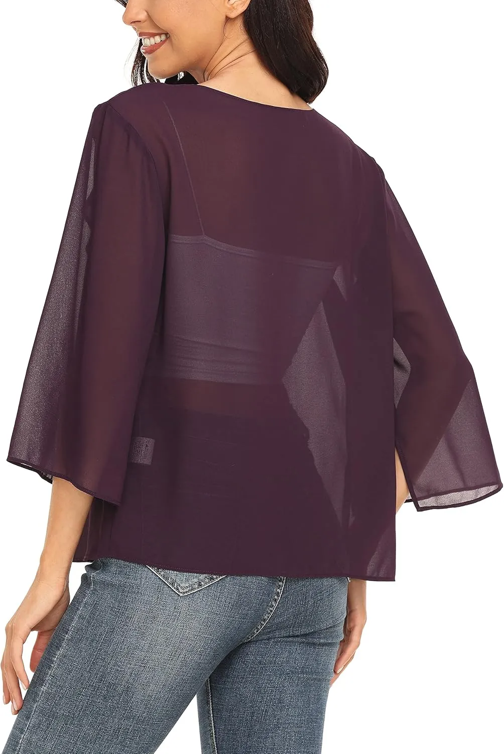 MISS MOLY Women Summer Bolero Shrug Cardigans Chiffon Loose Kimono Lightweight Shawl Cape Cover Ups