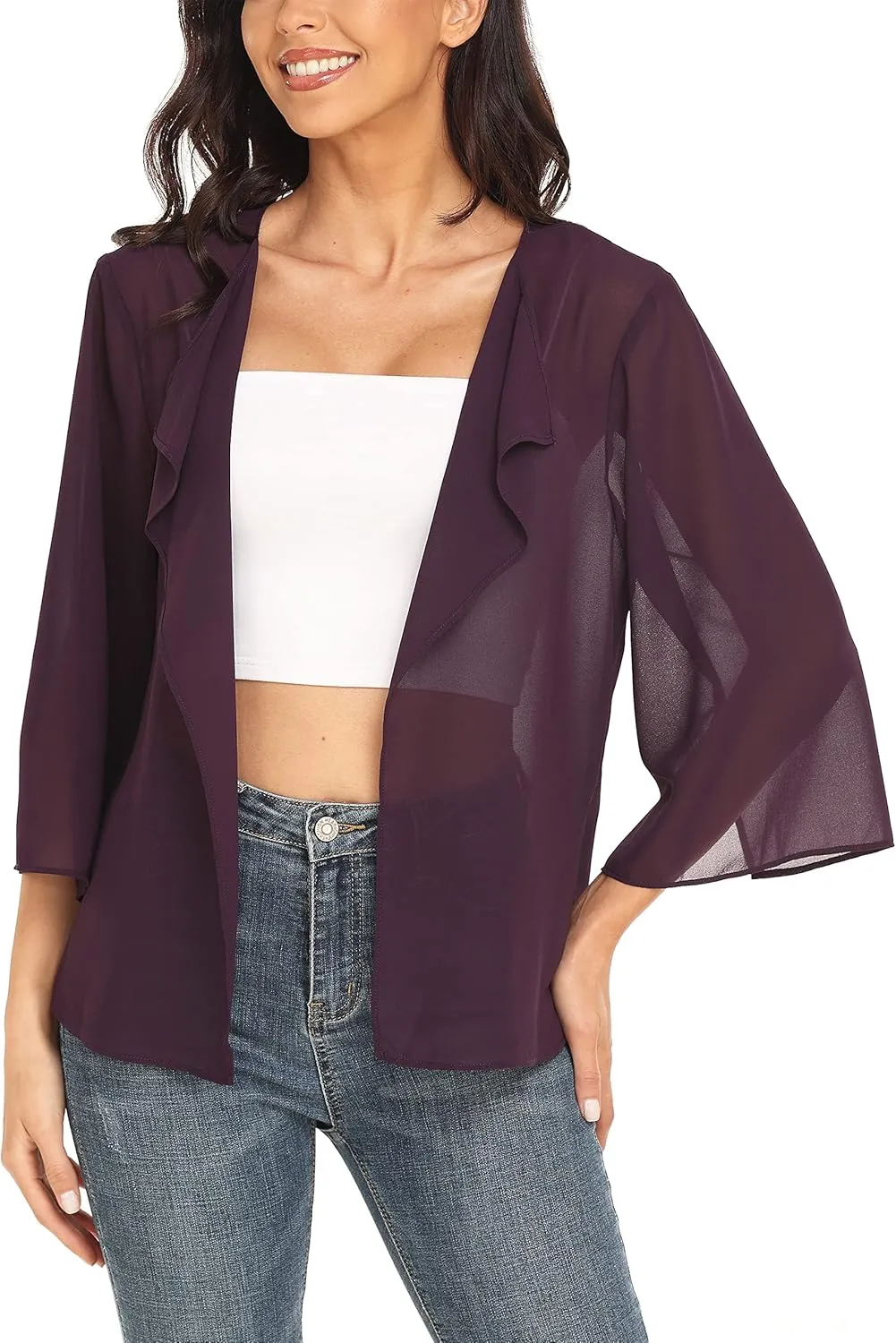 MISS MOLY Women Summer Bolero Shrug Cardigans Chiffon Loose Kimono Lightweight Shawl Cape Cover Ups