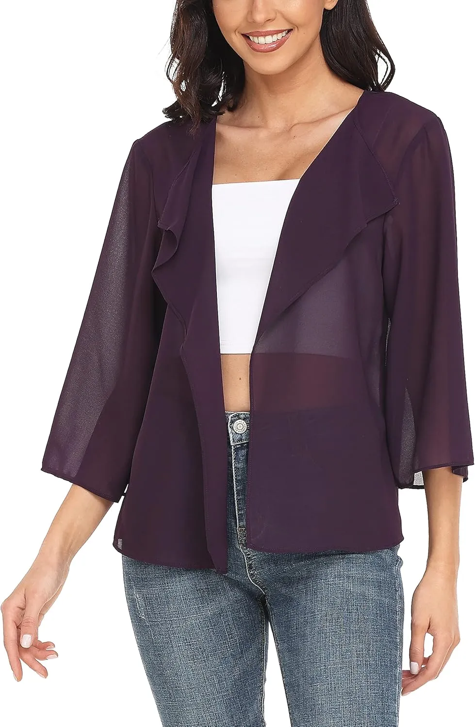 MISS MOLY Women Summer Bolero Shrug Cardigans Chiffon Loose Kimono Lightweight Shawl Cape Cover Ups