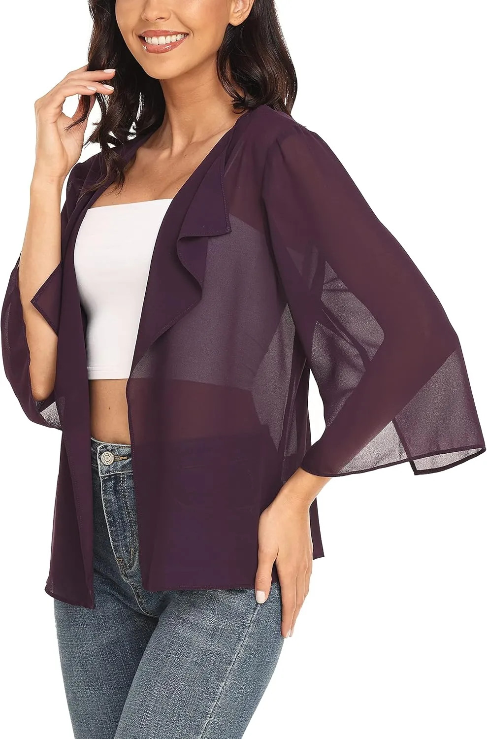 MISS MOLY Women Summer Bolero Shrug Cardigans Chiffon Loose Kimono Lightweight Shawl Cape Cover Ups