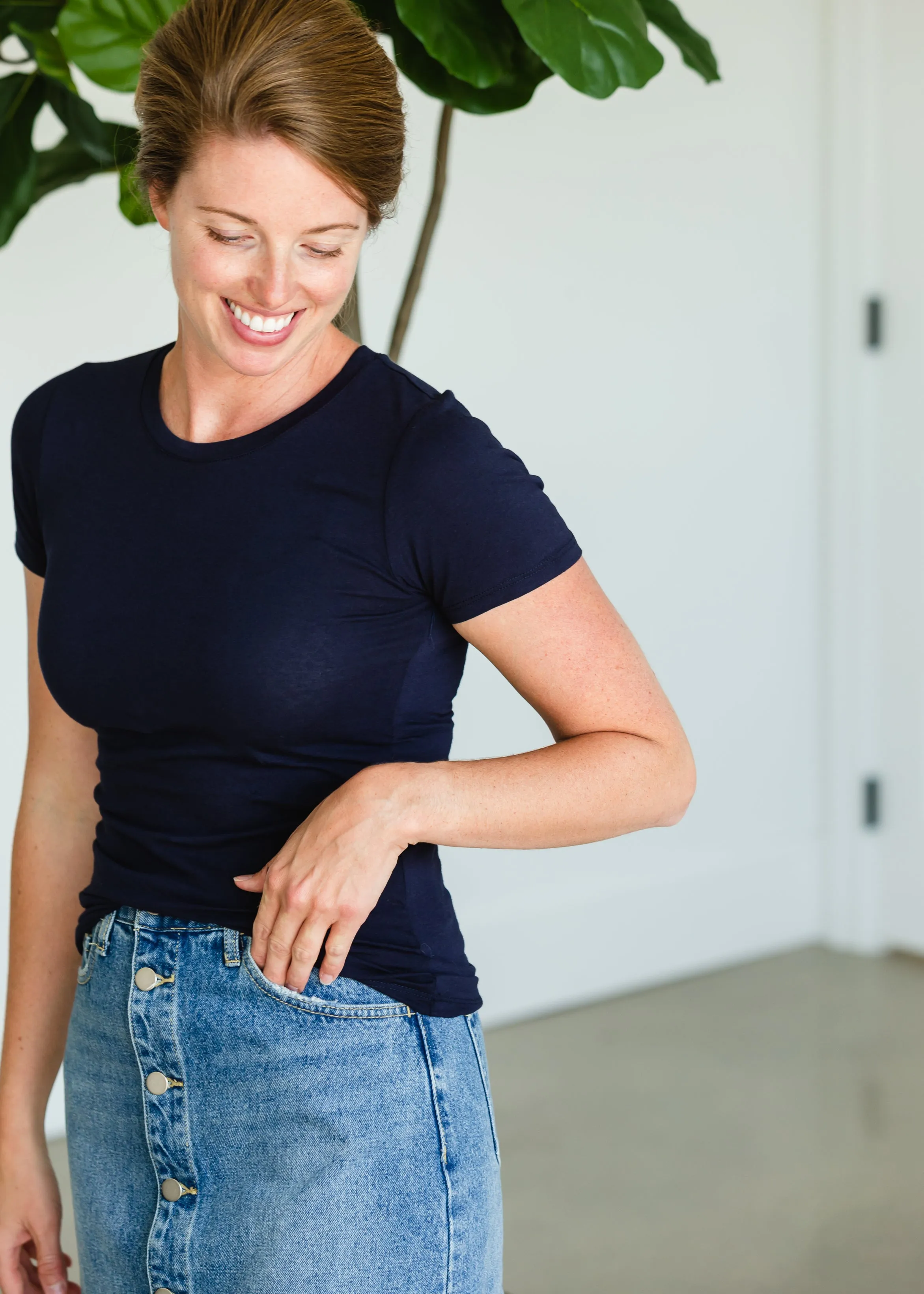 Navy Short Sleeve Crew Neck Layering Tee - FINAL SALE