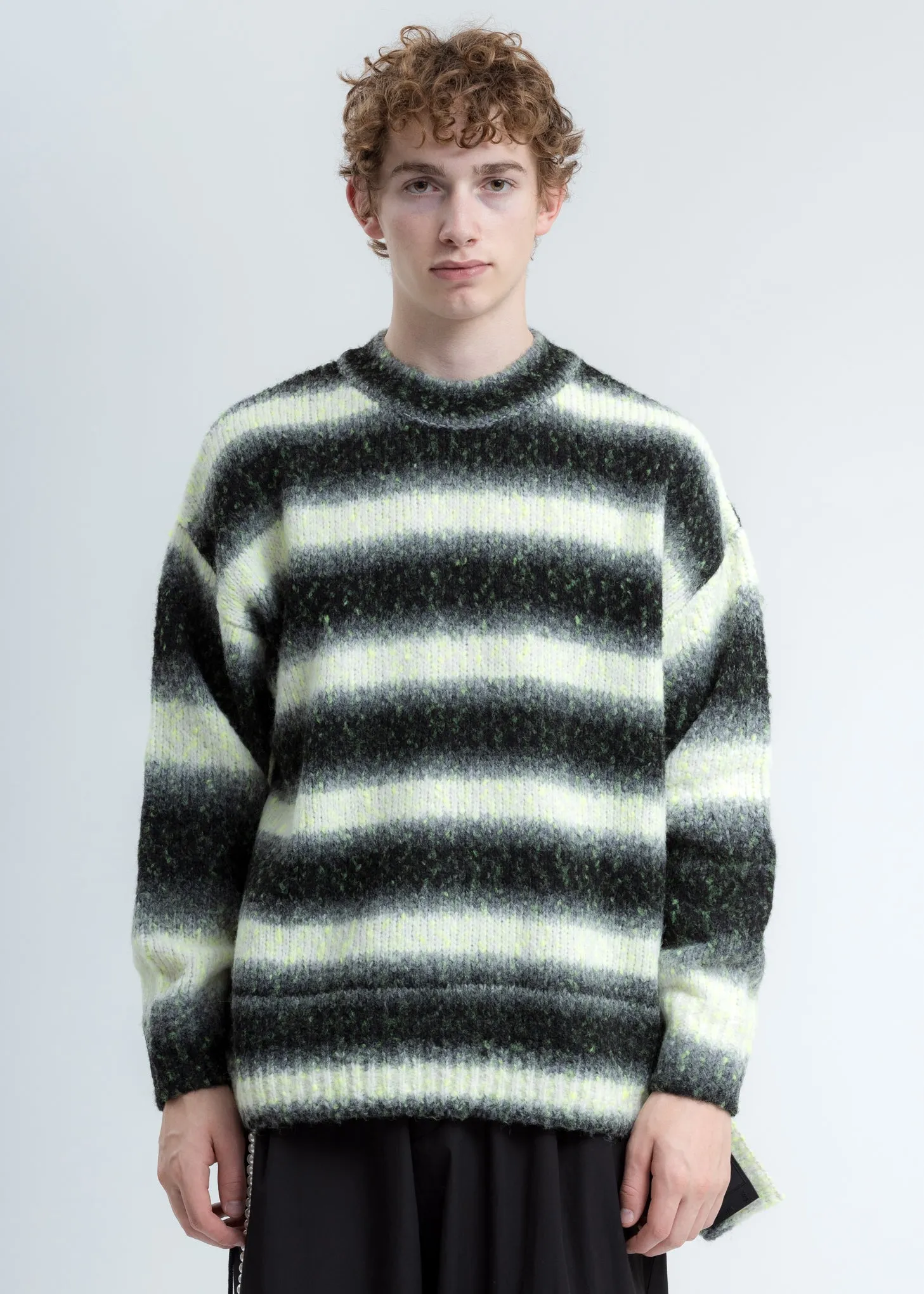 Neon and Black Gradation Stripe Knit Sweater