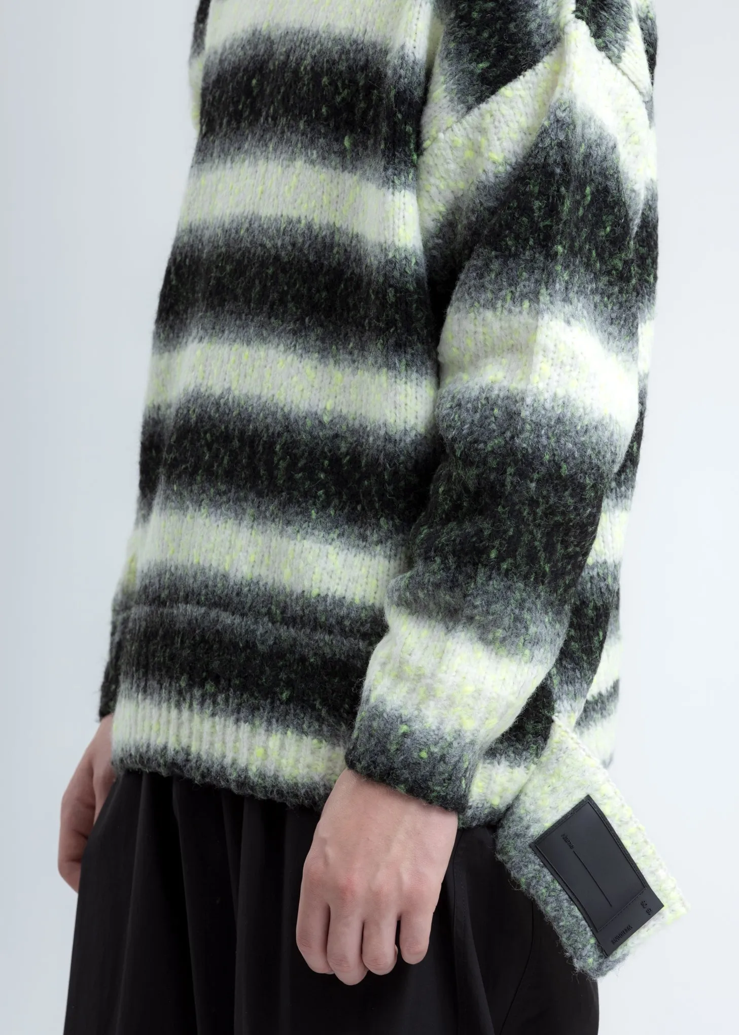 Neon and Black Gradation Stripe Knit Sweater