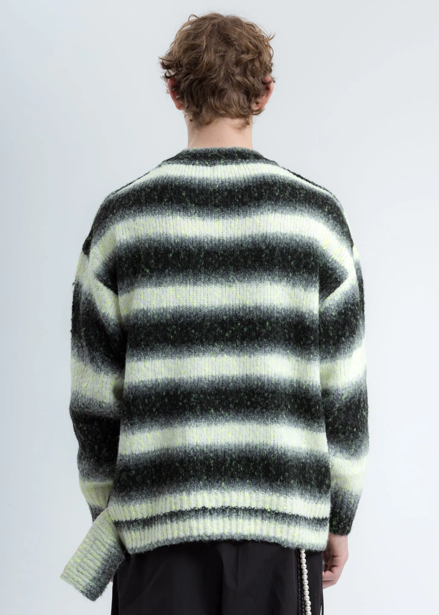 Neon and Black Gradation Stripe Knit Sweater