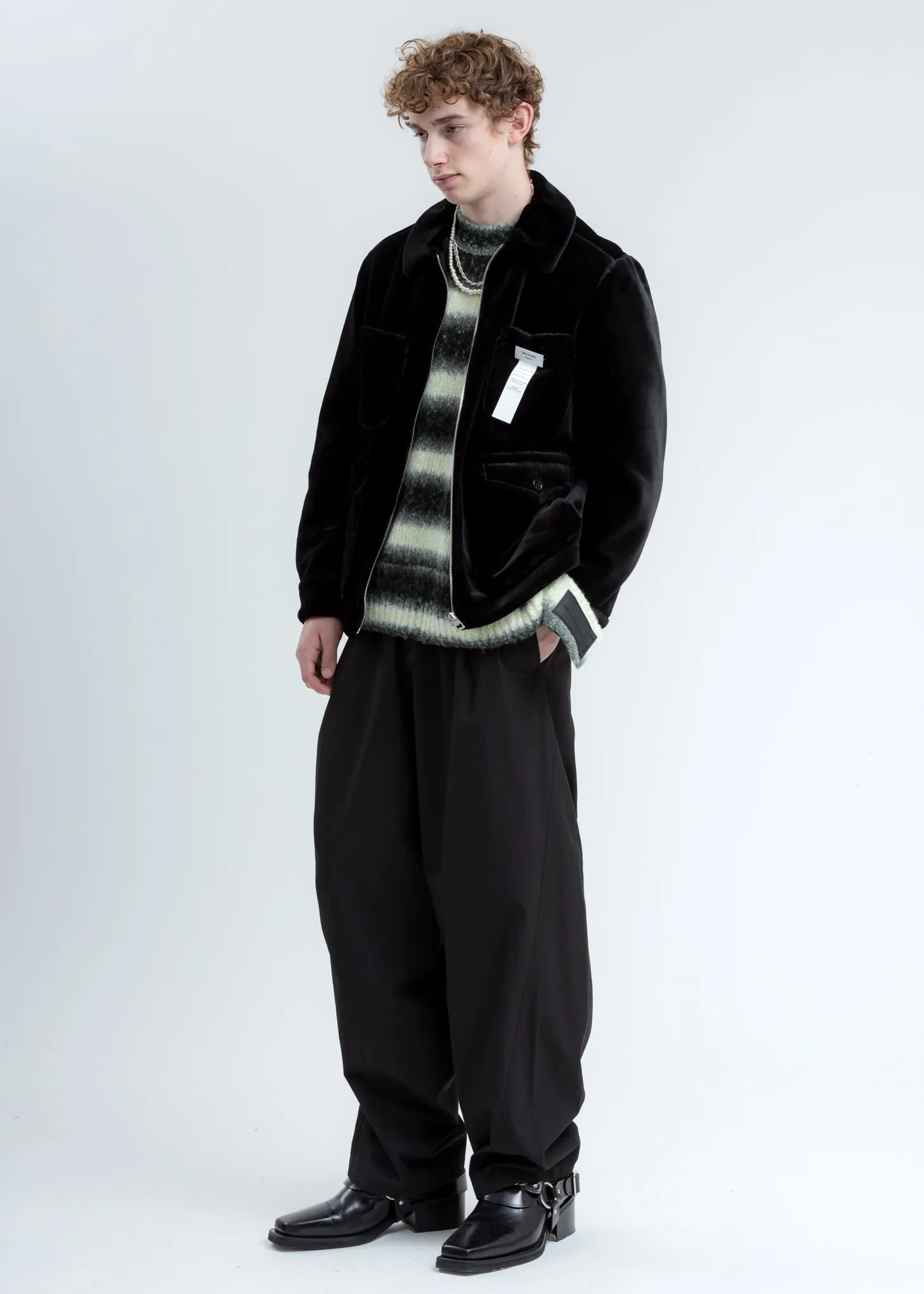 Neon and Black Gradation Stripe Knit Sweater