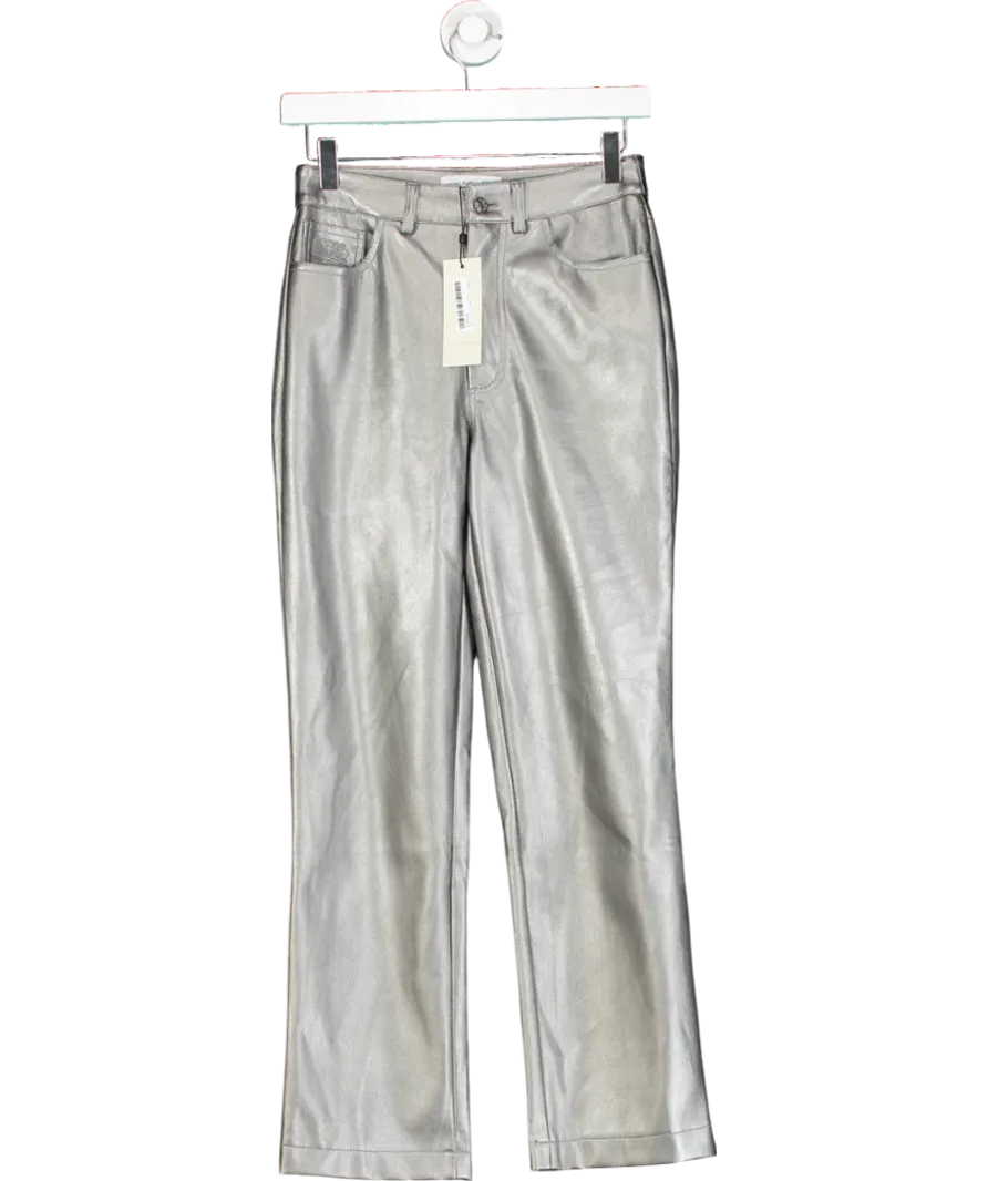 Never Fully Dressed Metallic Gunmental Vegan Leather Trousers UK 6