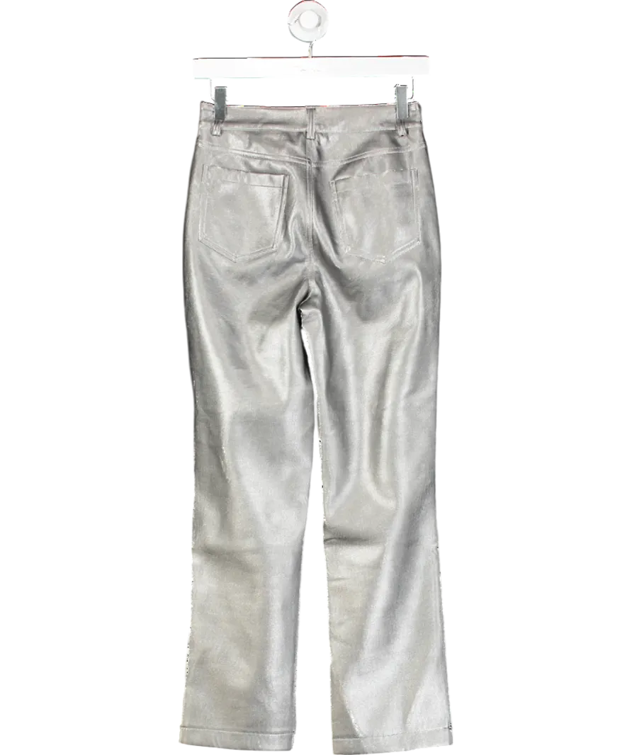 Never Fully Dressed Metallic Gunmental Vegan Leather Trousers UK 6