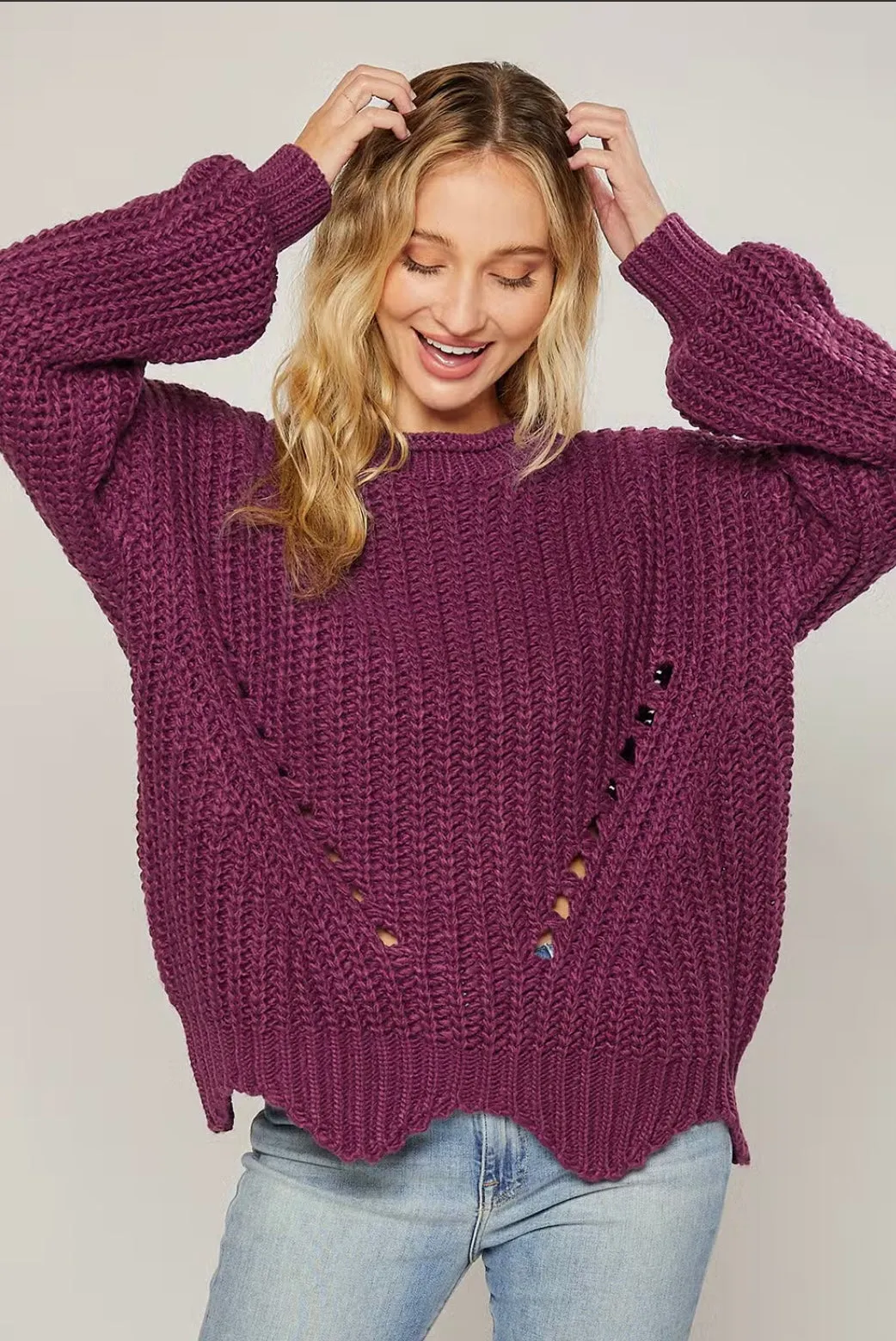 No Going Back Pointelle Sweater