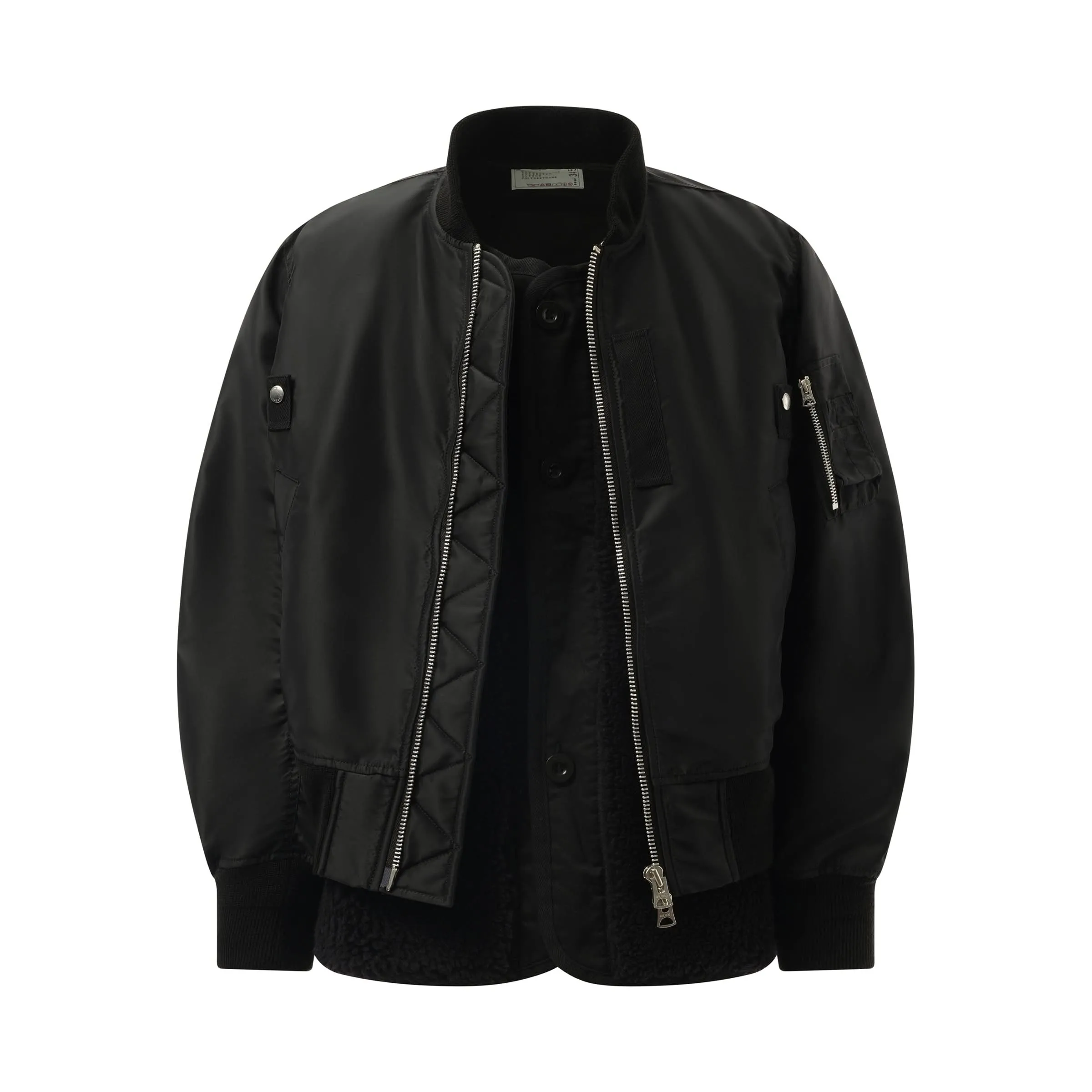 Nylon Twill Shearling Blouson in Black