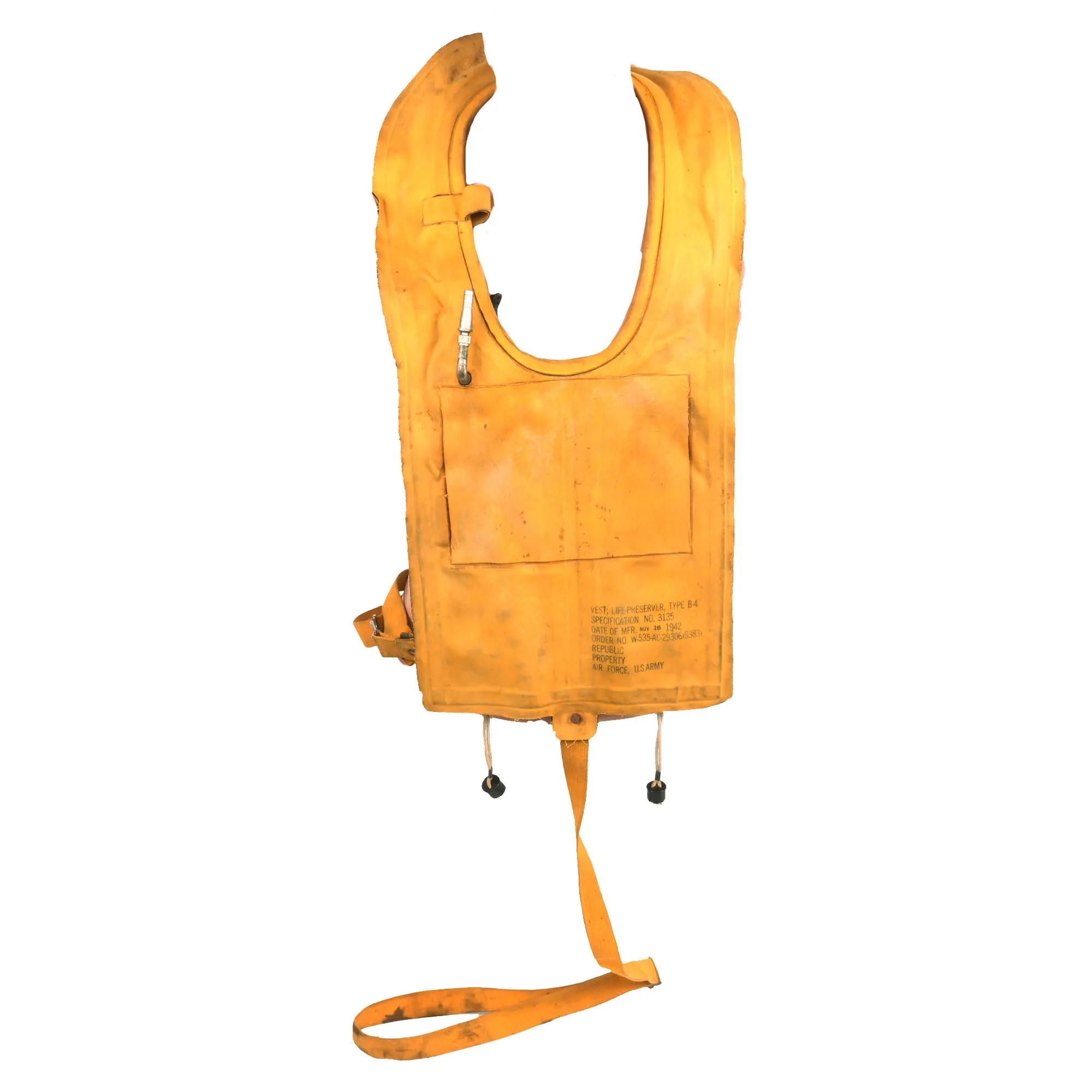 Original Scarce Early Date U.S. WWII USAAF Mae West Pneumatic Life Vest by Republic - Dated Nov. 16 1942