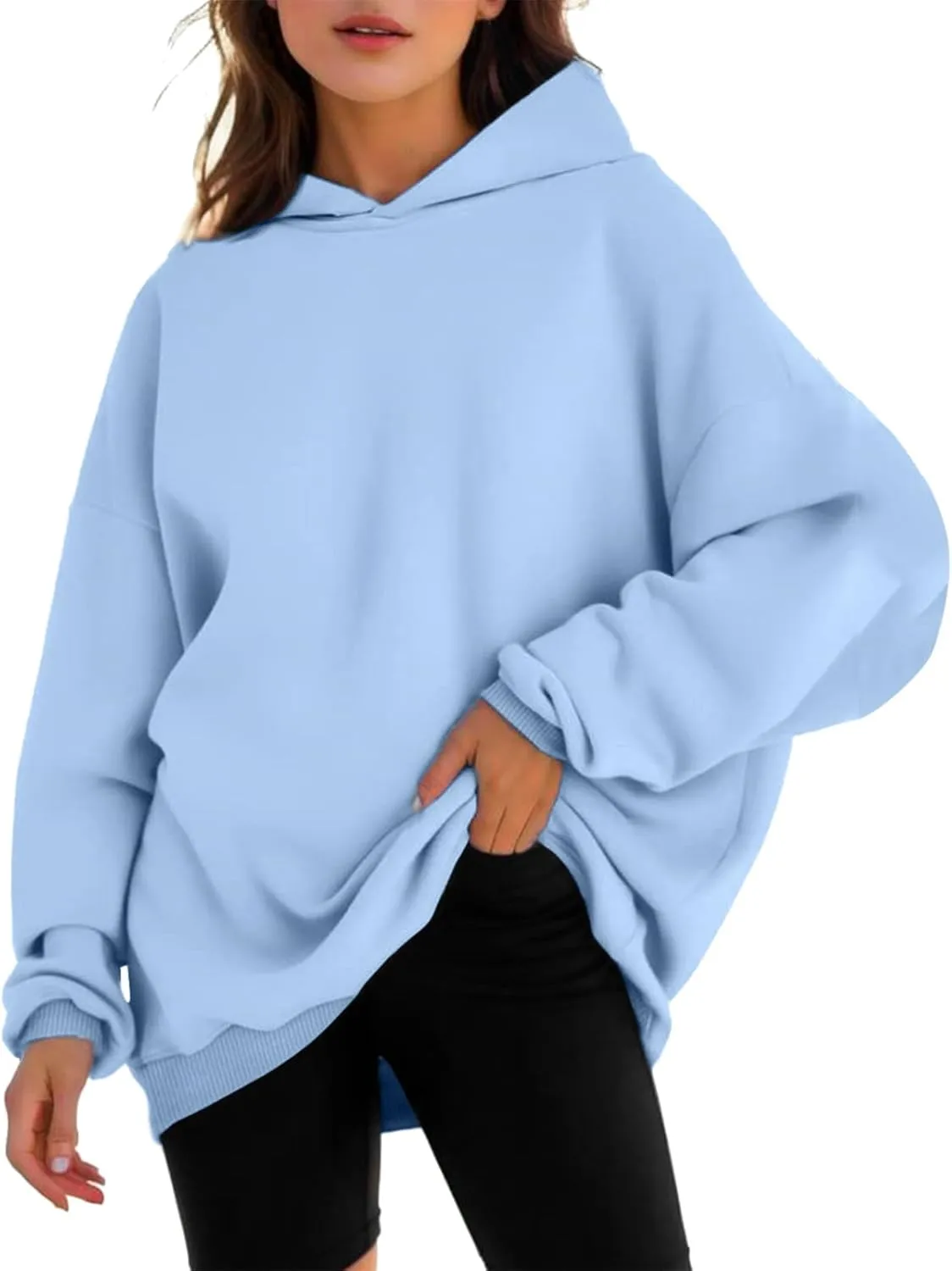 Oversized Hoodie for Women Casual Plain Hoodies Long Sleeve Sweatshirt with Hood Fleece Hoodie Pullover with Pocket
