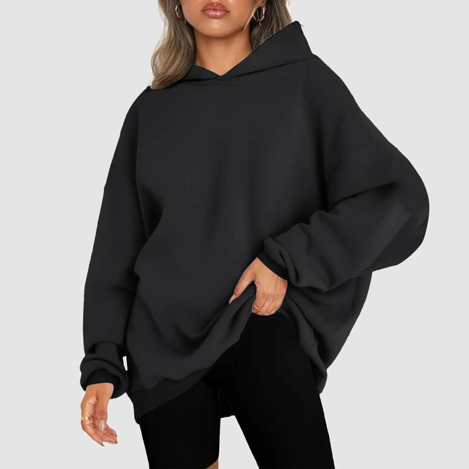 Oversized Hoodie for Women Casual Plain Hoodies Long Sleeve Sweatshirt with Hood Fleece Hoodie Pullover with Pocket