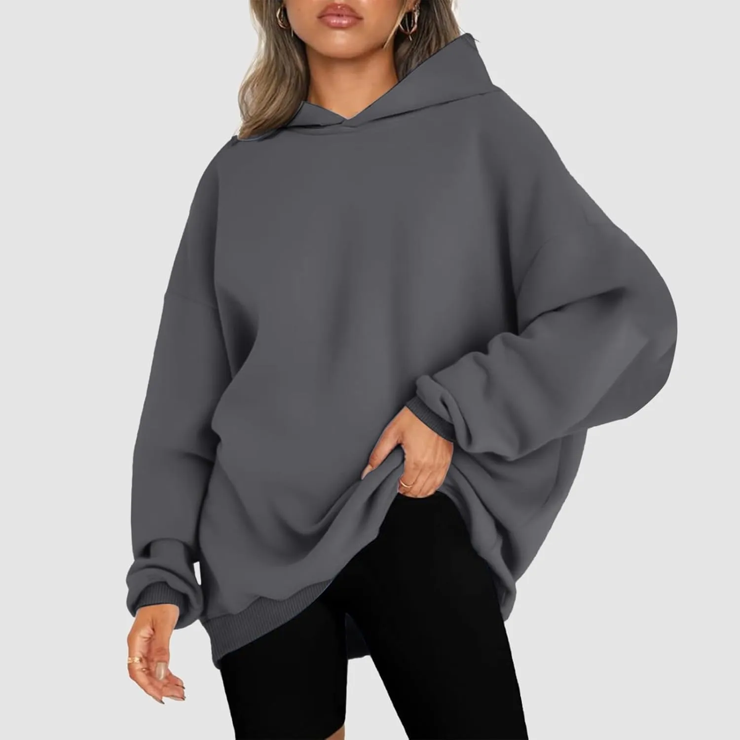 Oversized Hoodie for Women Casual Plain Hoodies Long Sleeve Sweatshirt with Hood Fleece Hoodie Pullover with Pocket