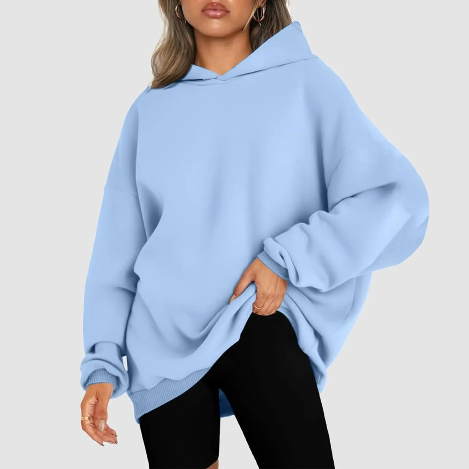 Oversized Hoodie for Women Casual Plain Hoodies Long Sleeve Sweatshirt with Hood Fleece Hoodie Pullover with Pocket