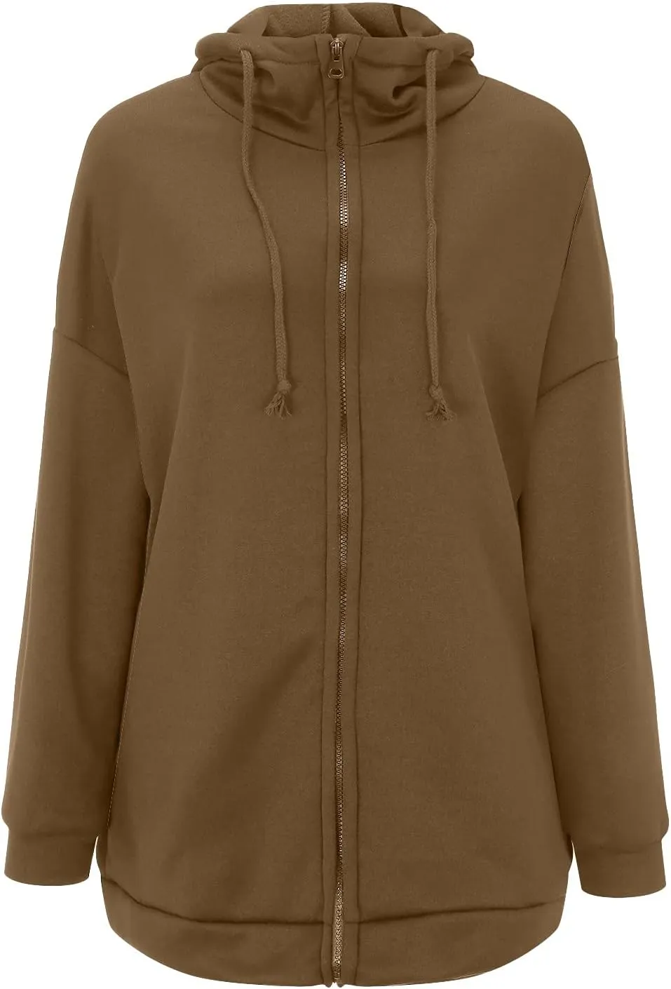 Oversized Hoodies for Women Fall Zip up Hooded Sweatshirts Casual Soild Color Long Fleece Jacket with Pockets