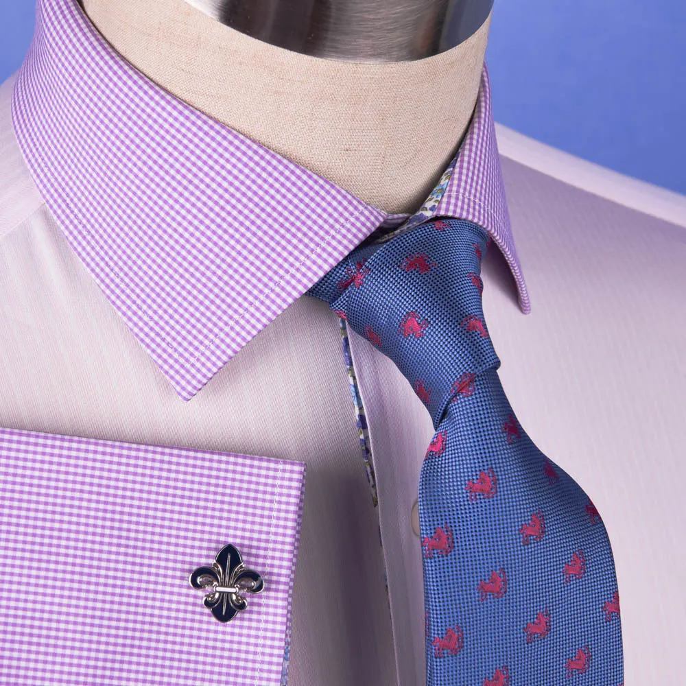Pastel Multi-Colored Striped Dress Shirt White Poplin Contrast Cuff Business Top in French Cuffs
