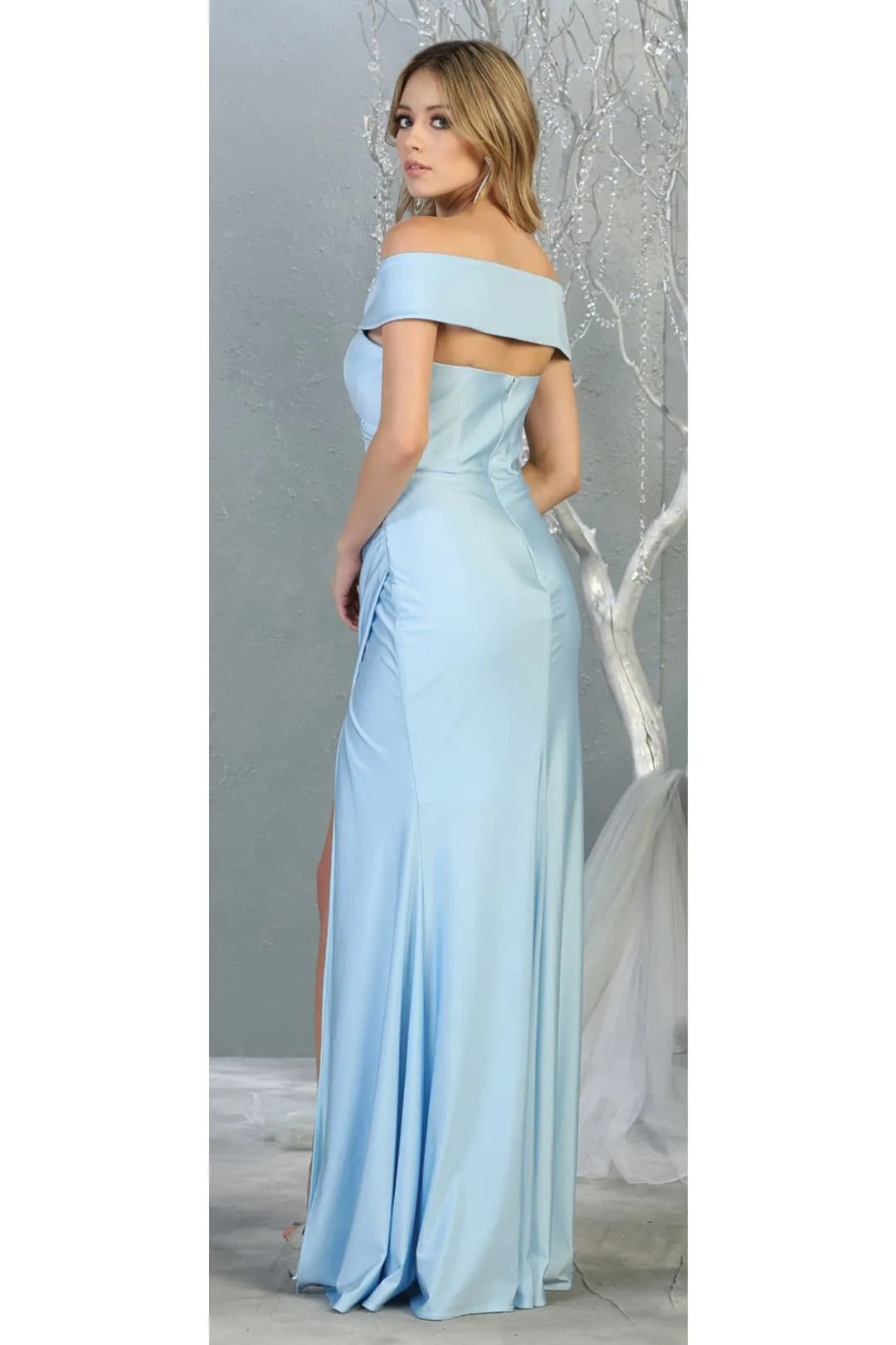 Peri Blue Bridesmaid Dresses in Lycra and Plus Size Gowns by MQ1825