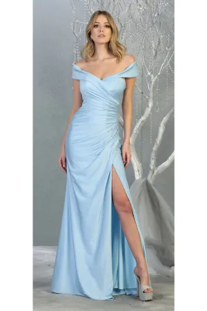 Peri Blue Bridesmaid Dresses in Lycra and Plus Size Gowns by MQ1825