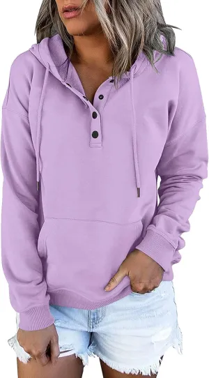 PETYCZEN Oversized Sweatshirts for Women 2023 Fall Clothes Casual Long Sleeve Button Down Y2K Hoodie Drawstring Pullover Tops
