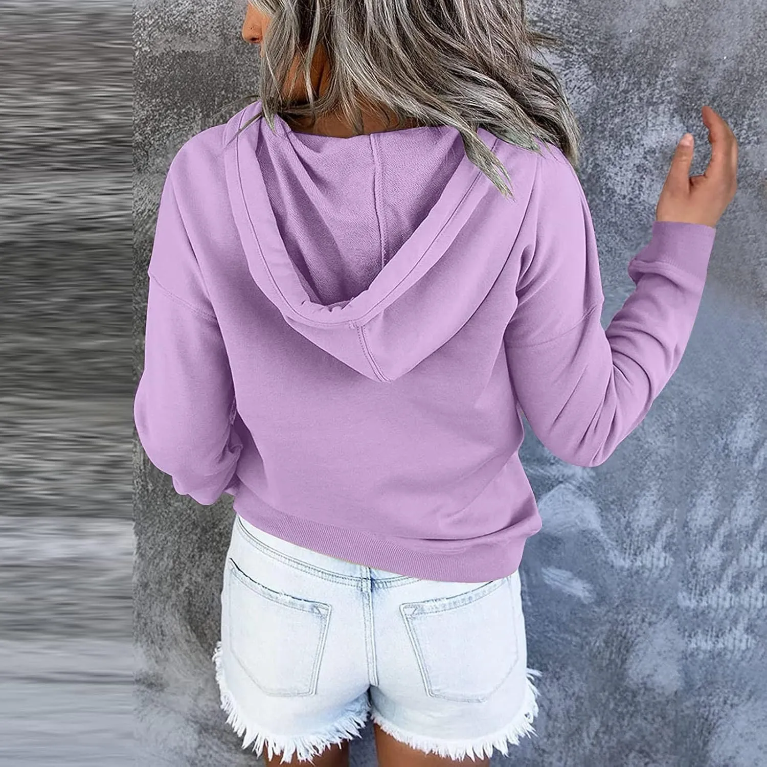 PETYCZEN Oversized Sweatshirts for Women 2023 Fall Clothes Casual Long Sleeve Button Down Y2K Hoodie Drawstring Pullover Tops