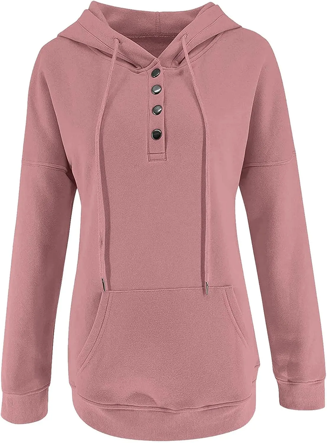 PETYCZEN Oversized Sweatshirts for Women 2023 Fall Clothes Casual Long Sleeve Button Down Y2K Hoodie Drawstring Pullover Tops