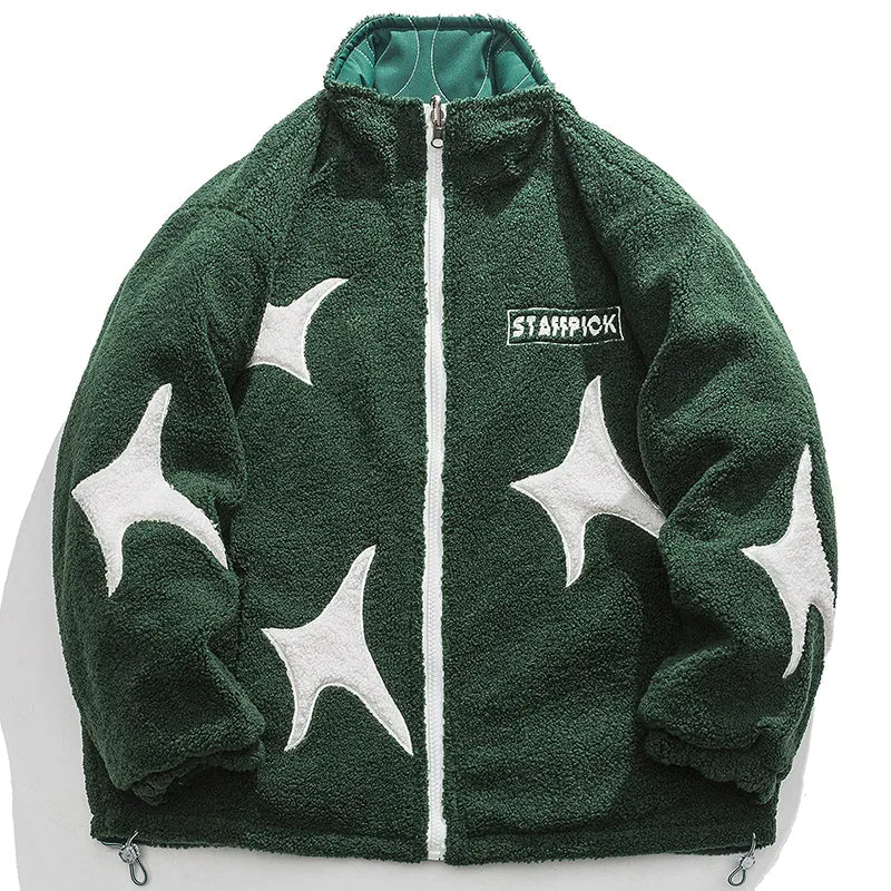 PopFlying Reversible Sherpa Winter Coat Patchwork