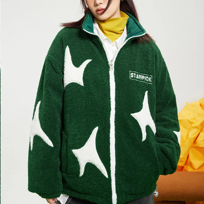 PopFlying Reversible Sherpa Winter Coat Patchwork
