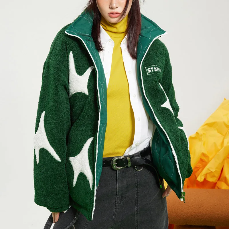 PopFlying Reversible Sherpa Winter Coat Patchwork