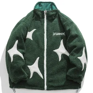PopFlying Reversible Sherpa Winter Coat Patchwork