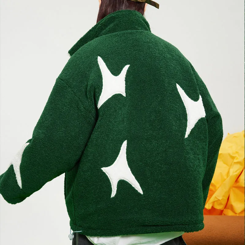 PopFlying Reversible Sherpa Winter Coat Patchwork