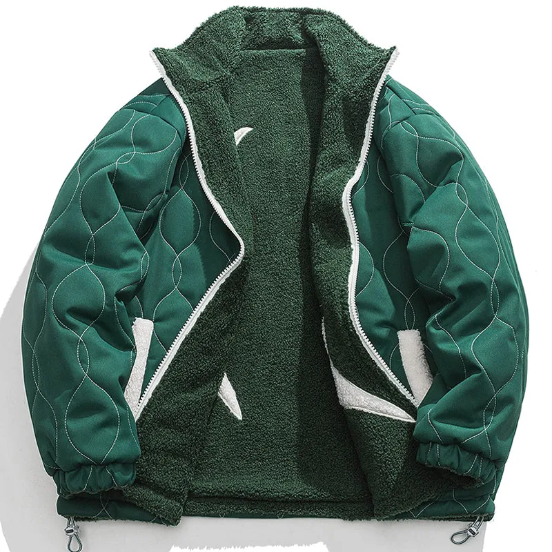 PopFlying Reversible Sherpa Winter Coat Patchwork