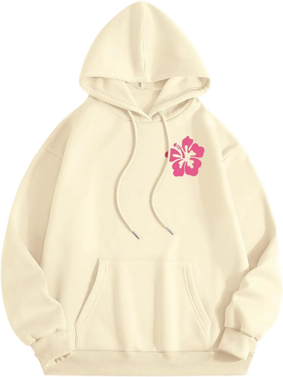 Preppy Clothes Womens Pink pom Puff Hoodie Y2K Preppy Oversized Sweatshirt for Teen Girls Long Sleeve Drawstring Pullover Hoodies Today 2024 Warehouse Deals BZ01-Beige Large