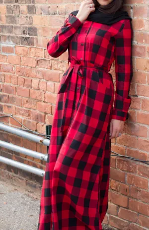 Red Plaid Maxi Dress