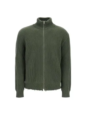Ribbed Knit Turtleneck Cardigan