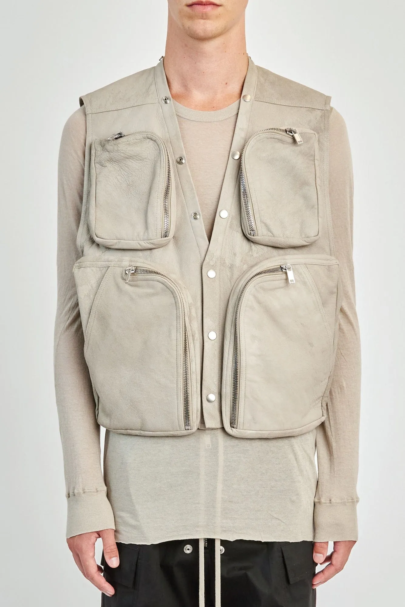 Rick Owens Cargo Vest in Pearl