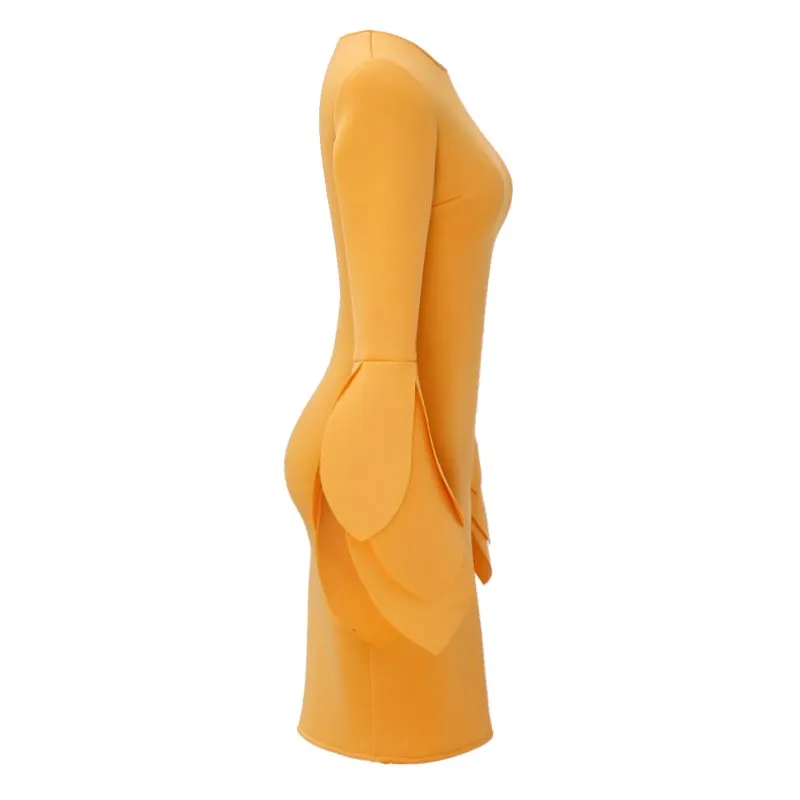 Rose Petal Dress #Bodycon Dress #Yellow