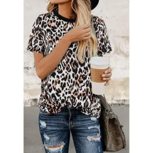 Short Sleeve Leopard Print Top