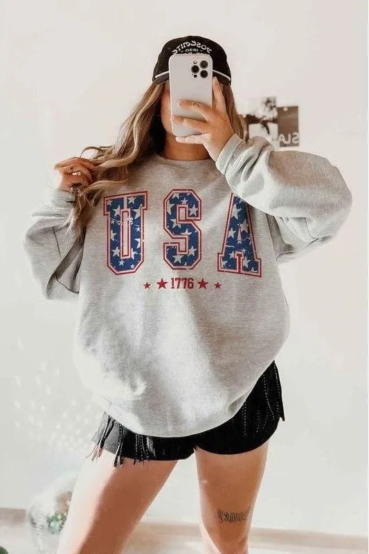 The USA 1776 Sweatshirt In Sand, Pink, Gray or White
