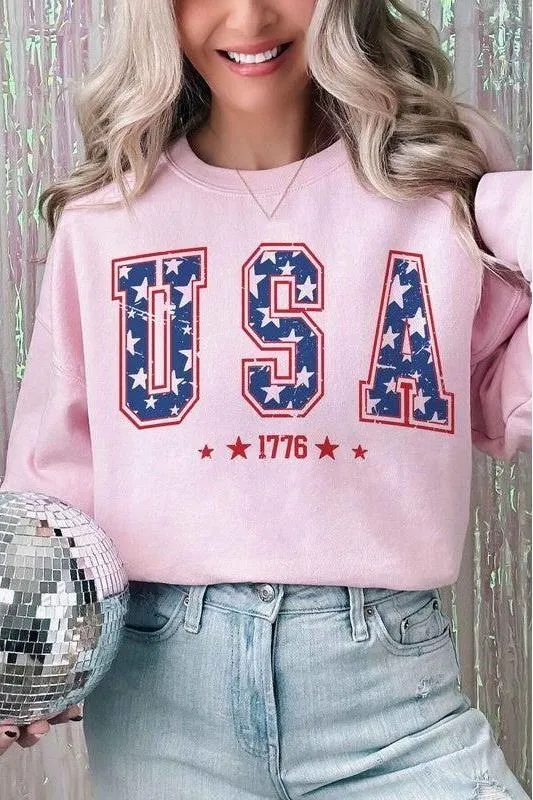 The USA 1776 Sweatshirt In Sand, Pink, Gray or White