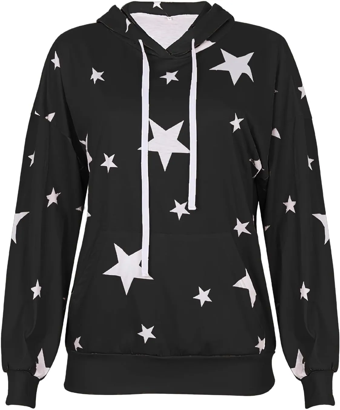 TIAFORD Women's Long Sleeve Star Graphic Hoodies Fall Casual Oversized Hoodie Cute Pullover Tops with Pocket