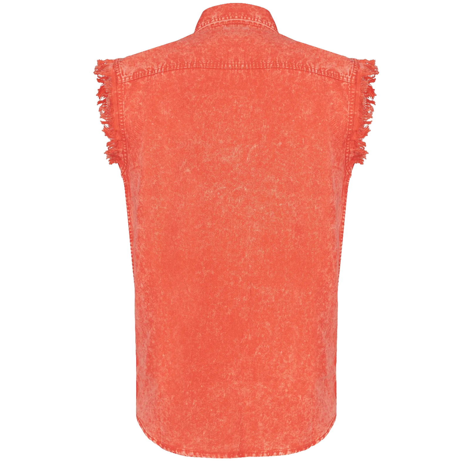 VB735 - Mens Cutoffs Orange Acid Wash Shirt