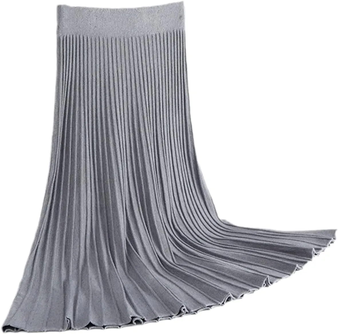 Vertical Striped Knitted Women Sweater Skirt Elastic Band Pleated Midi Skirts Chic High Waist A-Line Skirts