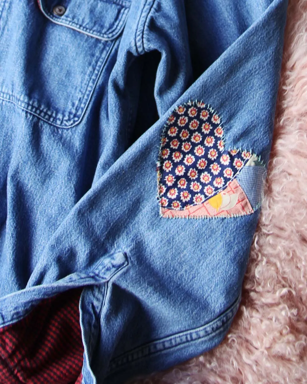 Vintage Quilted Heart Denim Top #2